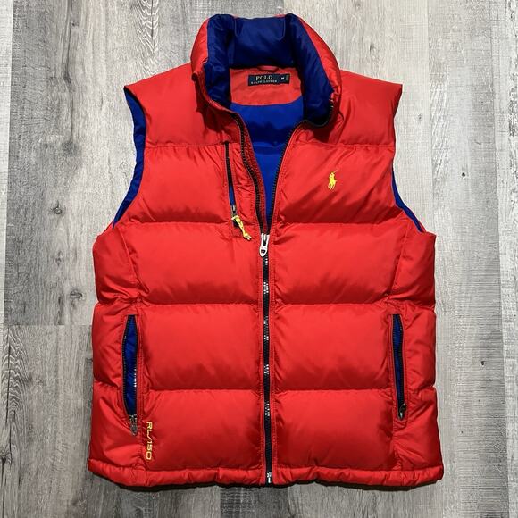 Polo Ralph Lauren Vest Mens M Red Goose Down Puffer RL/150 Zip Pockets RRL